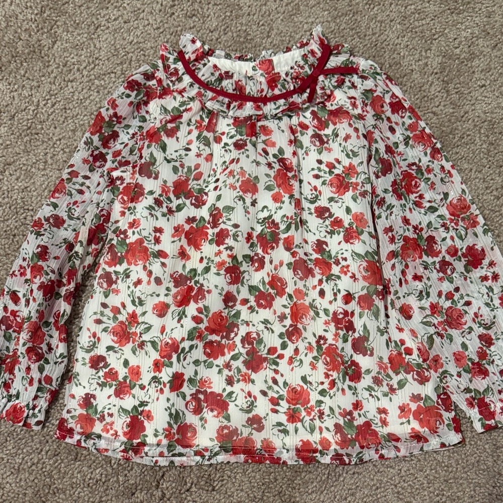 Janie and Jack Red Floral Kids Blouse